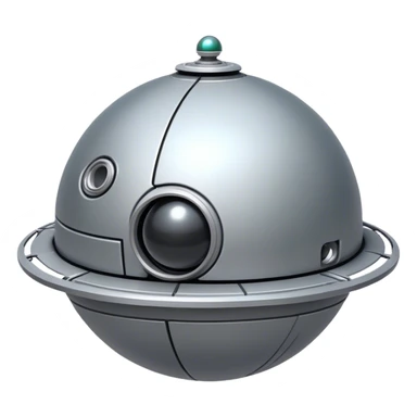 a simple, spherical spaceship shaped like a ball, with a smooth surface and minimalistic details. Use a plain background. sticker