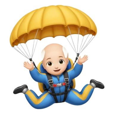 Skydiving baby with parachute and UFO sticker