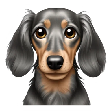 Long haired dapple dachshund, tan, gray & black sticker
