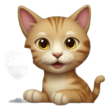 cat with a glass of wine sticker