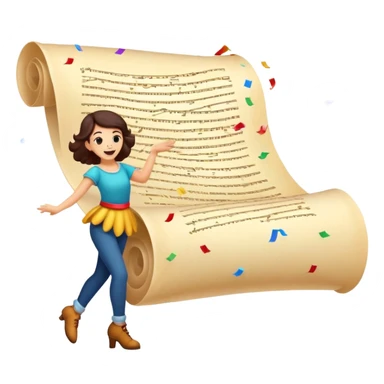 Giant horizontal scroll dancing with confetti sticker