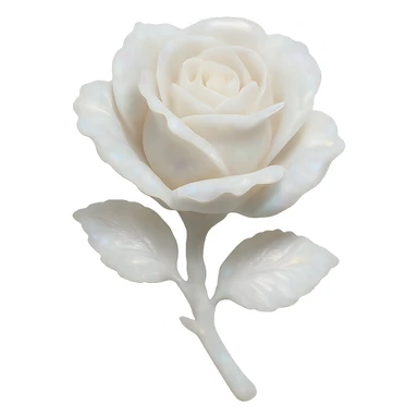 white Opal crystal rose flower, remove background sticker