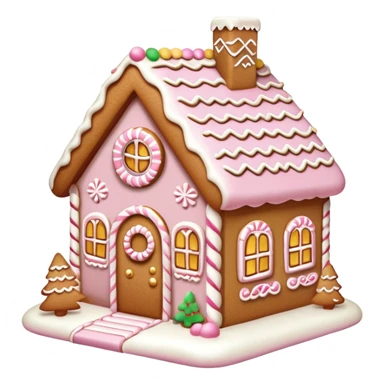 light pink and gold and white gingerbread house sticker