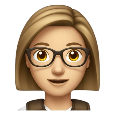 white caucasian girl brown hair glasses and money sticker