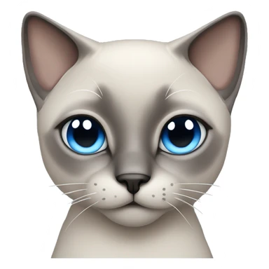 Gray Siamese cat with blue eyes that squint sticker
