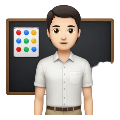 silhouette of a light-haired man standing next to a project board sticker