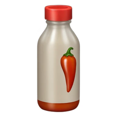 Bottle of hot sauce with no text and no image other than a red chile sticker