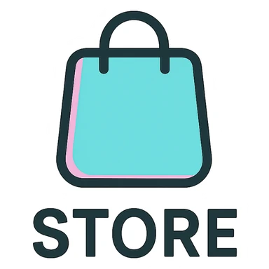 modern simple store logo with pastel TikTok logo colors, transparent background sticker