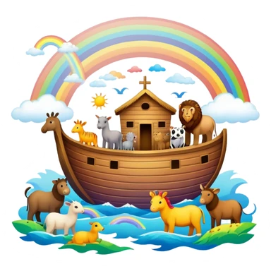 Noah's Ark with animals and rainbow sticker