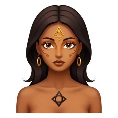 Dark oil traced over woman’s skin forming occult symbols, sensual devotion sticker