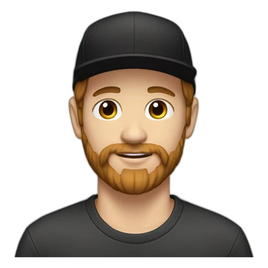 young white man with long hair, a black cap and a brown beard. he wears earrings sticker