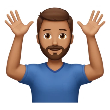 A man with brown hair and beard with his arms out horizontally at his sides waiting for a hug sticker