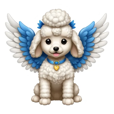 Perro french poodle mini blanco con Alas sticker