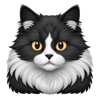 Black and white fluffy boy cat sticker