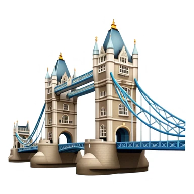Cinematic Realistic Tower Bridge Landmark Emoji, depicted with iconic Victorian architecture spanning the River Thames, rendered with lifelike textures and dramatic natural lighting that captures its majestic presence. sticker