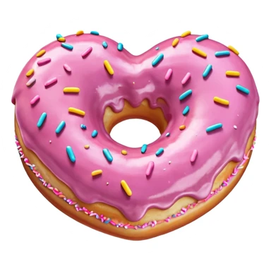 Realistic isolated heart shaped donut with mauve frosting. sticker