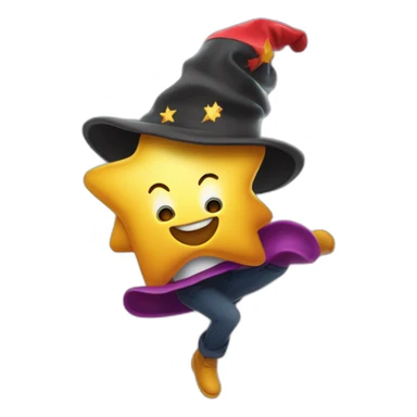 star jumping up and out of a magic hat without face sticker