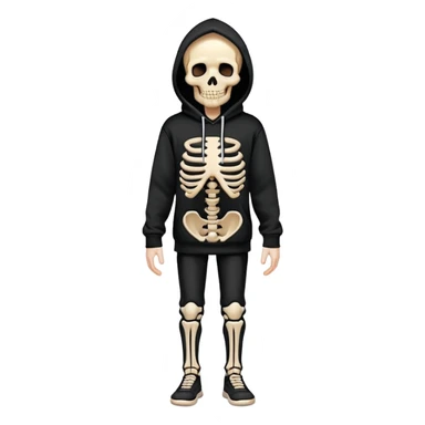 Skeleton wearing a black hoodie and a fire background  sticker