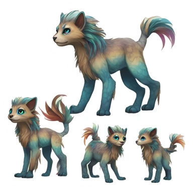 Colorful vernid fantasy creature LiLaiRa GriffSnuff Kamirah Falvie whiskers paws full body sticker