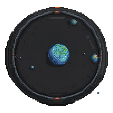 planet with rings and craters pixel art sticker