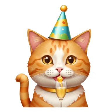happy birthday cat drinking champagne sticker