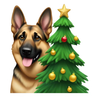 Christmas tree and German shepherd sticker
