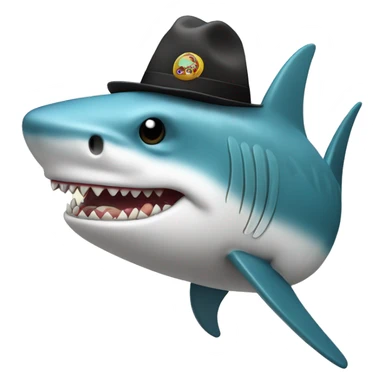 Tiburón con sombrero montando patineta  sticker