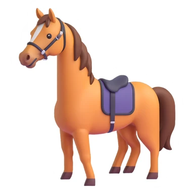 horse standing, isometric, emoji style, with a neutral expression sticker