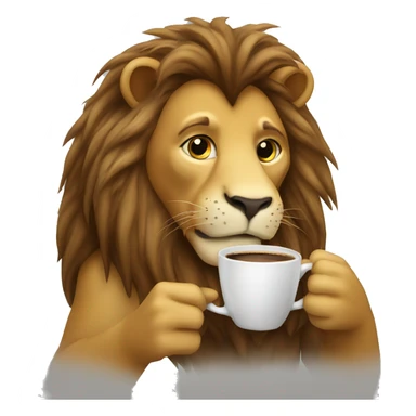 Lion drinking coffee sticker