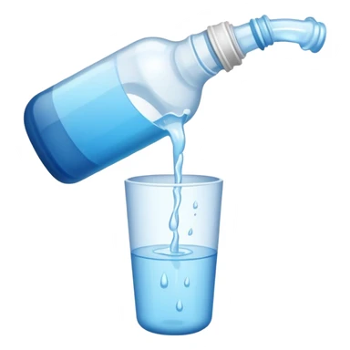 bottle of water pouring out --no glas sticker