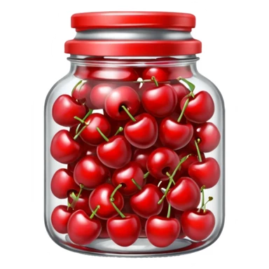 Realistic glass jar with silver metallic lid filled with maraschino cherries inside of it. sticker