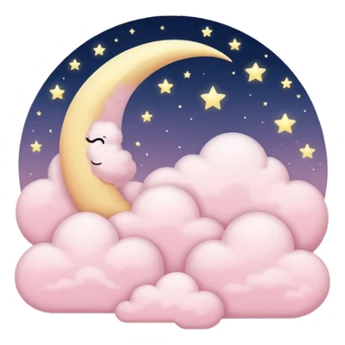 Crescent moon and light pink clouds sticker