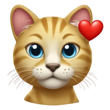 golden cat carry a red heart sticker