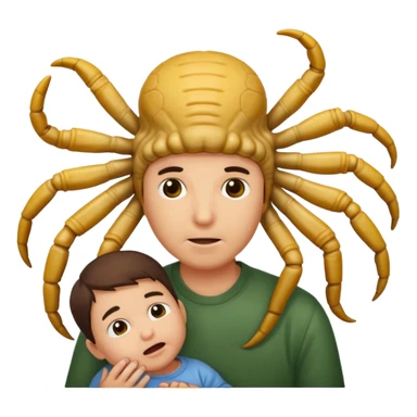 man with Baby Facehugger on his face sticker