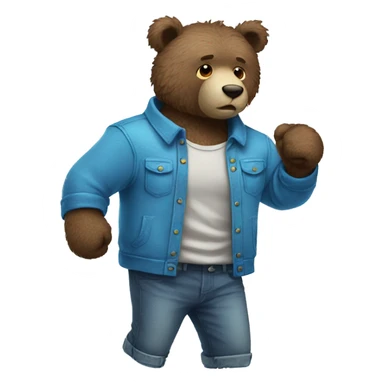 Dad Blue fuzzy bear wearing clothes punching   sticker