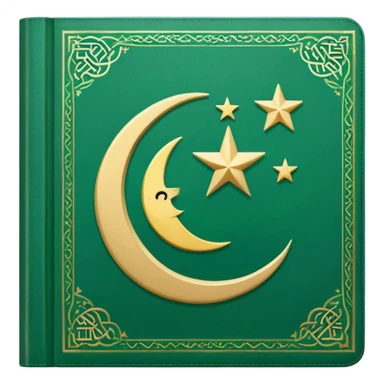 Closed Quran with the Islamic Symbol on it (moon and star) green from left to right sticker