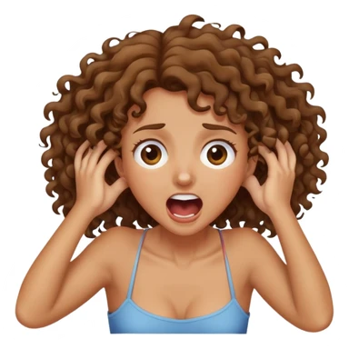 Brown curly girl agarrándose her neck screaming  sticker