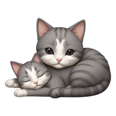 dark grey and white small cat with its eyes closed lying down leaning on its elbow with its paw curled under its head holding it up sticker