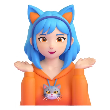 Beta, another member of Shadow Garden, with her blue hair, cat ears, and a playful expression. sticker