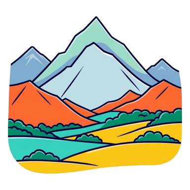 cool graphic t-shirt design with mountain landscape sticker