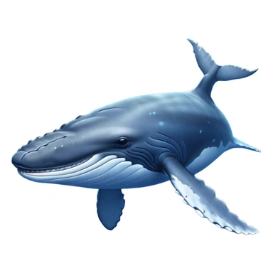 Cinematic Noble Humpback Whale Portrait Emoji, Poised and grand, with an enormous, barnacle-speckled blue-gray body, soulful, wise eyes, and a deeply serene presence, Simplified yet sharp and sophisticated features, highly detailed, glowing with a soft oceanic radiance, high shine, intelligent and powerful, stylized with an air of deep-sea mystery, focused and regal, soft glowing outline, capturing the essence of a legendary giant of the ocean that appears ready to glide majestically through the waves with effortless grace! sticker