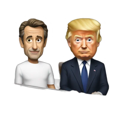 sarkozy and Donald Trump on a jboat sticker