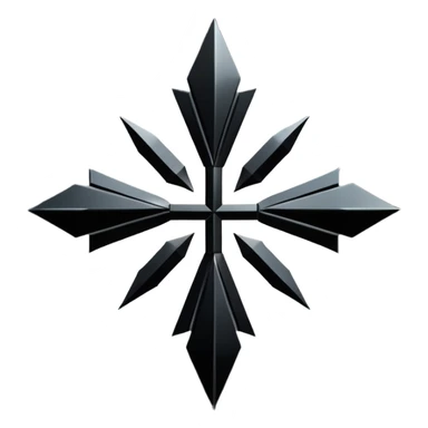 Emoji, dark futuristic cross, symmetrical geometric shape, black metal, gothic cyber aesthetic, minimal flat design, sharp edges, centered, transparent background do not use any other colors but metal and black sticker