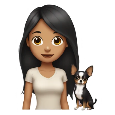 black long hair girl standing with 2 chihuahuas sticker