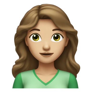 Woman Long brown hair with bangs and green Eyes - in a cute pose sticker