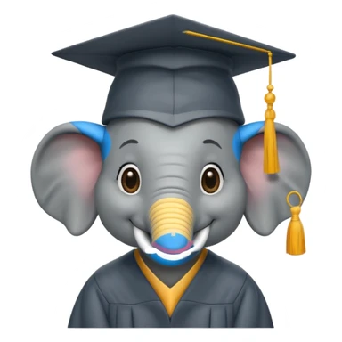 happy elephint wearing a graduation cap sticker