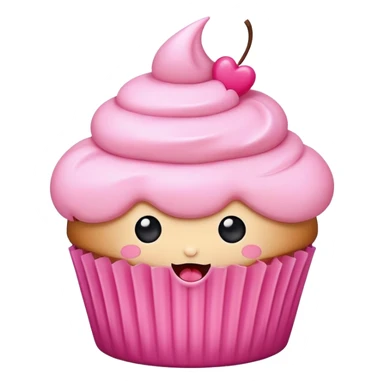 cute cupcake with pink icing and cute face sticker