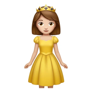 Princess daisy yelllow dress standing with brown hair sticker
