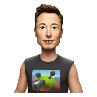 Elon musk with a Fortnite T shirt on mars sticker