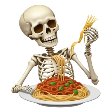 Skeleton eating spaghetti  sticker